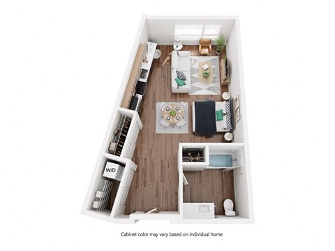 Floor plan for studio, 1 bath, 610 sqft
